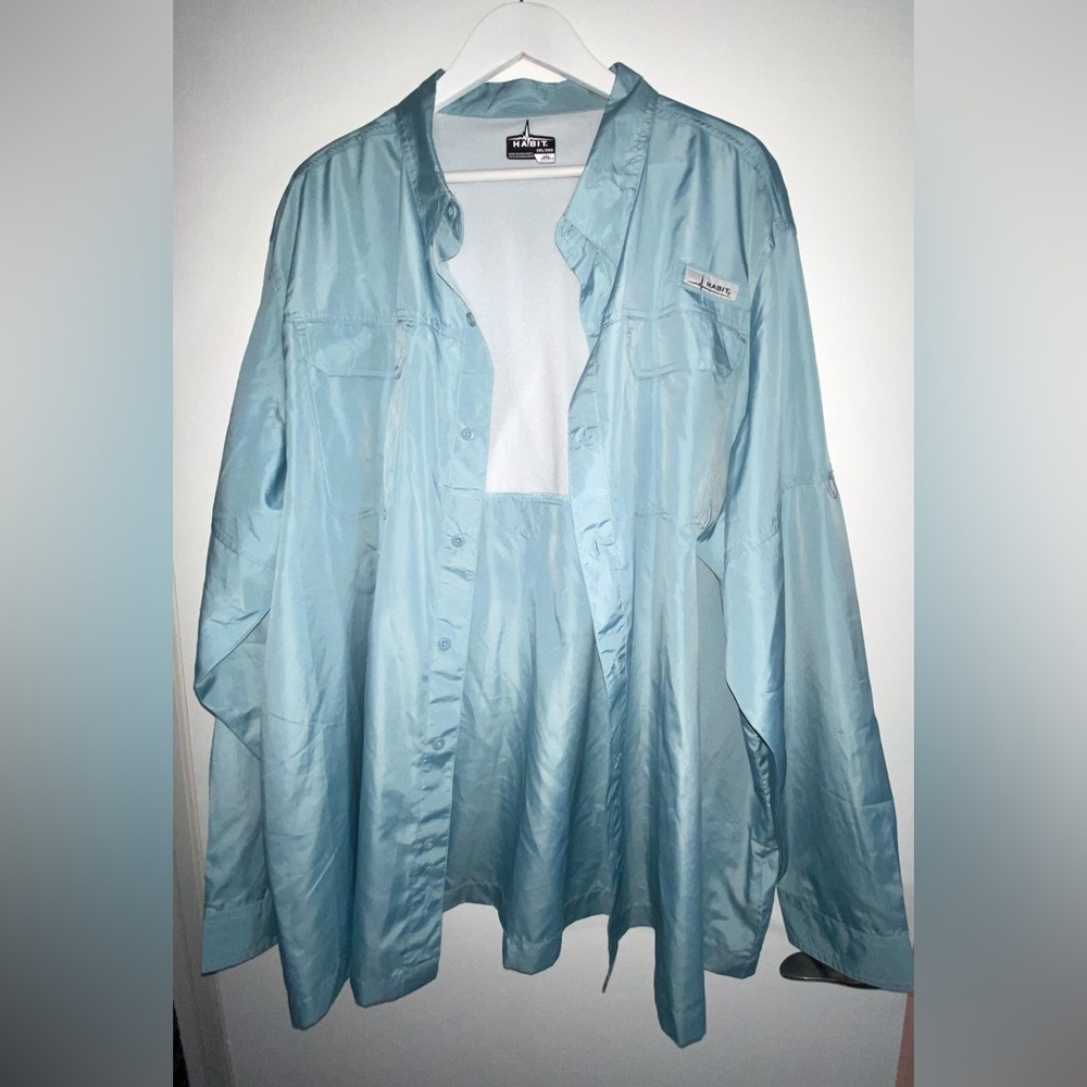 Men’s HABIT Blue Size 3XL Cool Solar-Factor SPF Polyester Fishing Shirt like new